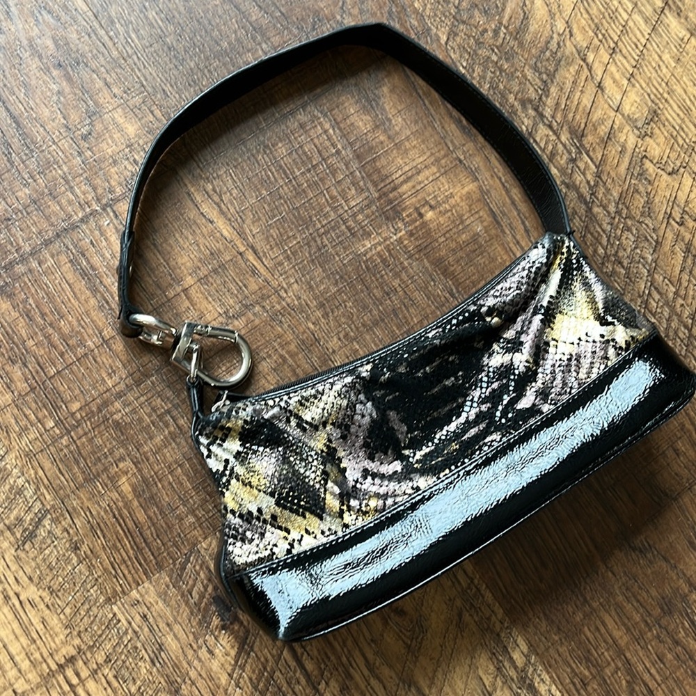 Wilsons Leather Black & Gold Snakeskin Bag